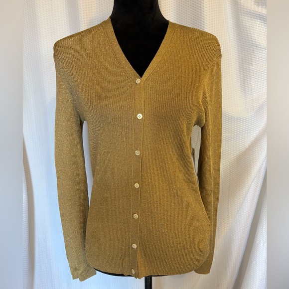 Ralph Lauren light bronze metallic cardigan and tank top 2 pc set size large NWT - Picture 1 of 9